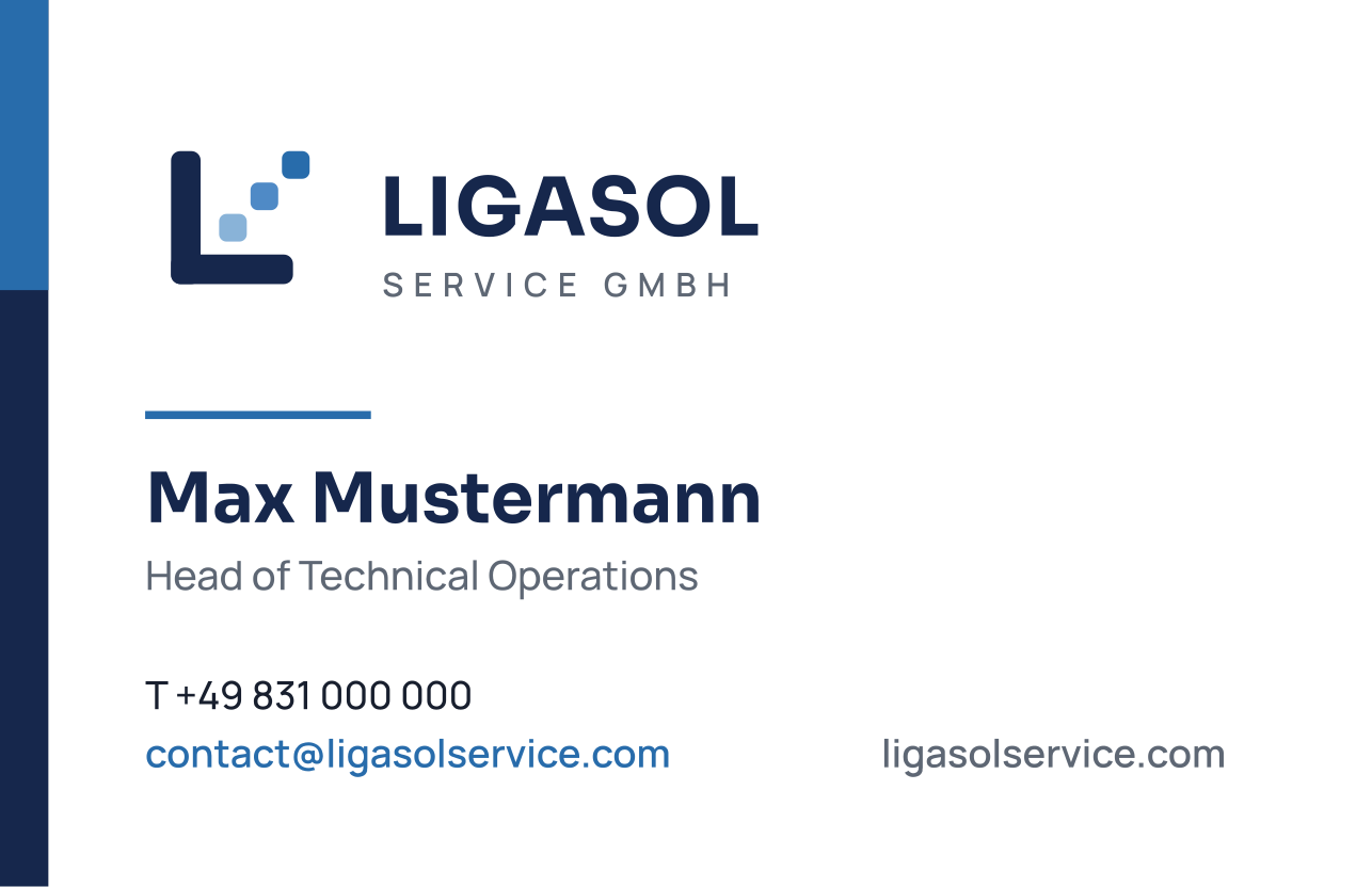 Ligasol Service GmbH business card, front and back